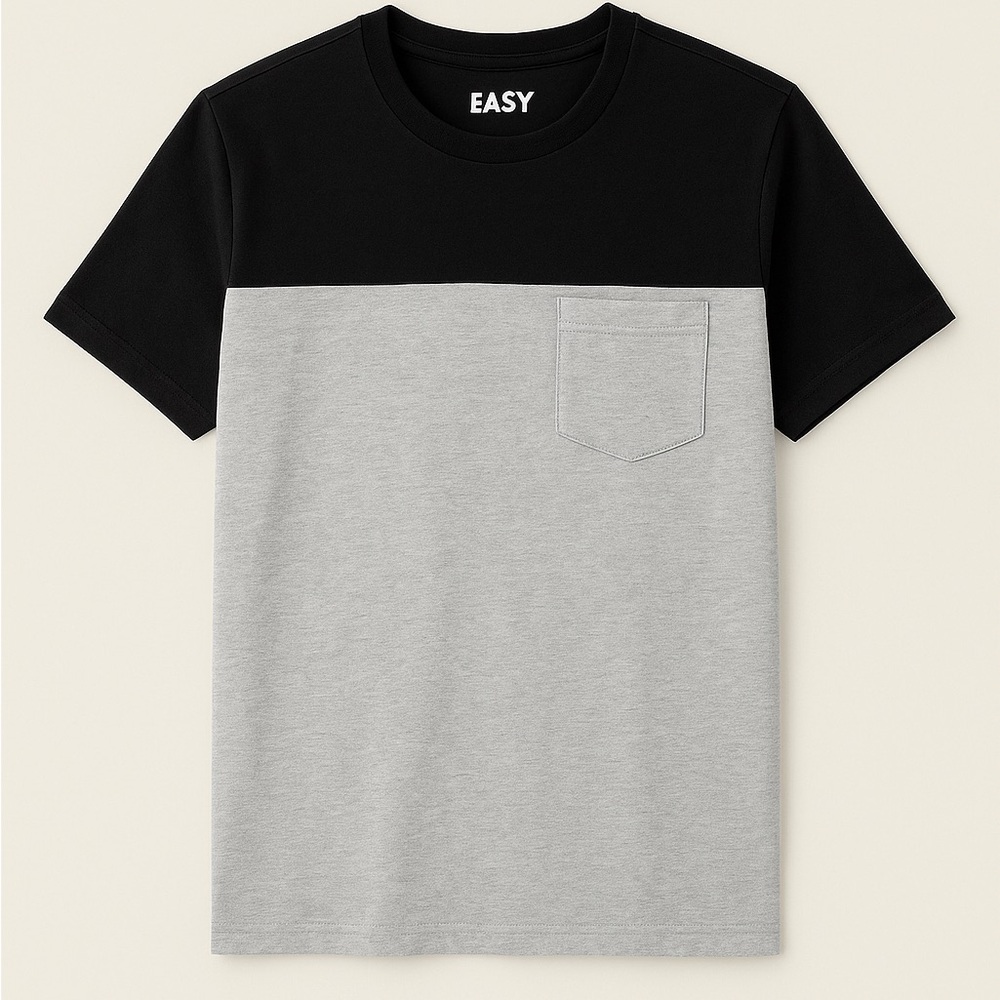 Easy Men's Two-Tone Black and Gray Tee